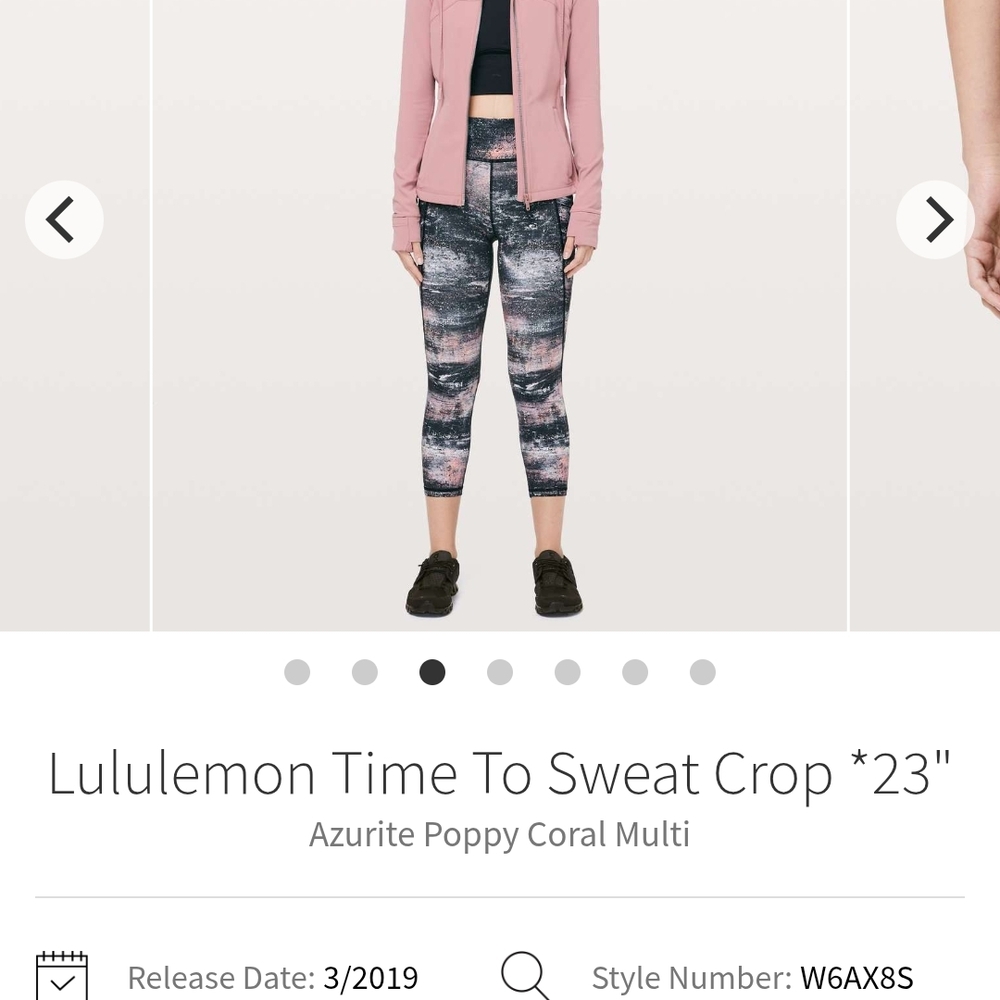 Lululemon Azurite and Coral Multi Crop Leggings